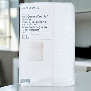 IKEA OFELIA VASS Full/Queen White Crinkle Duvet Cover and Pillowcases